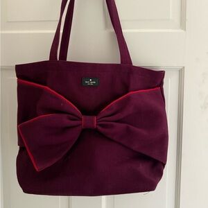 kate spade Plum Tote with Red-Trim Bow